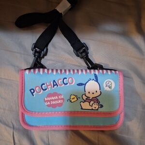 Pochacco Kids Shoulder Pouch  Bag - Blue and Pink Puppy